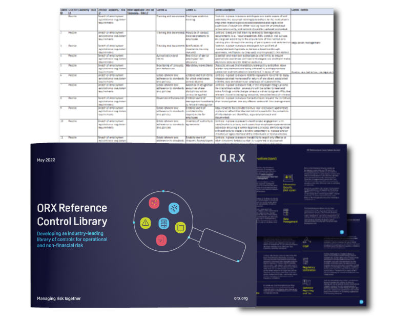 Control library report front cover and blurred image of the excel version