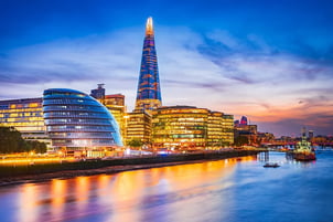 London, City Hall and Shard, golden sunset (1)