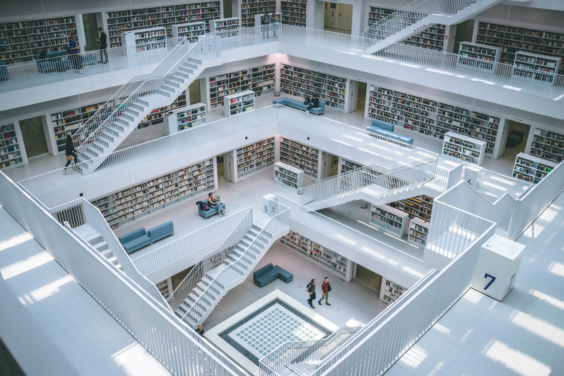 View looking down inside Stuttgart library