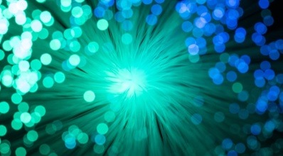 Defocussed green lights from a fibre optic lamp