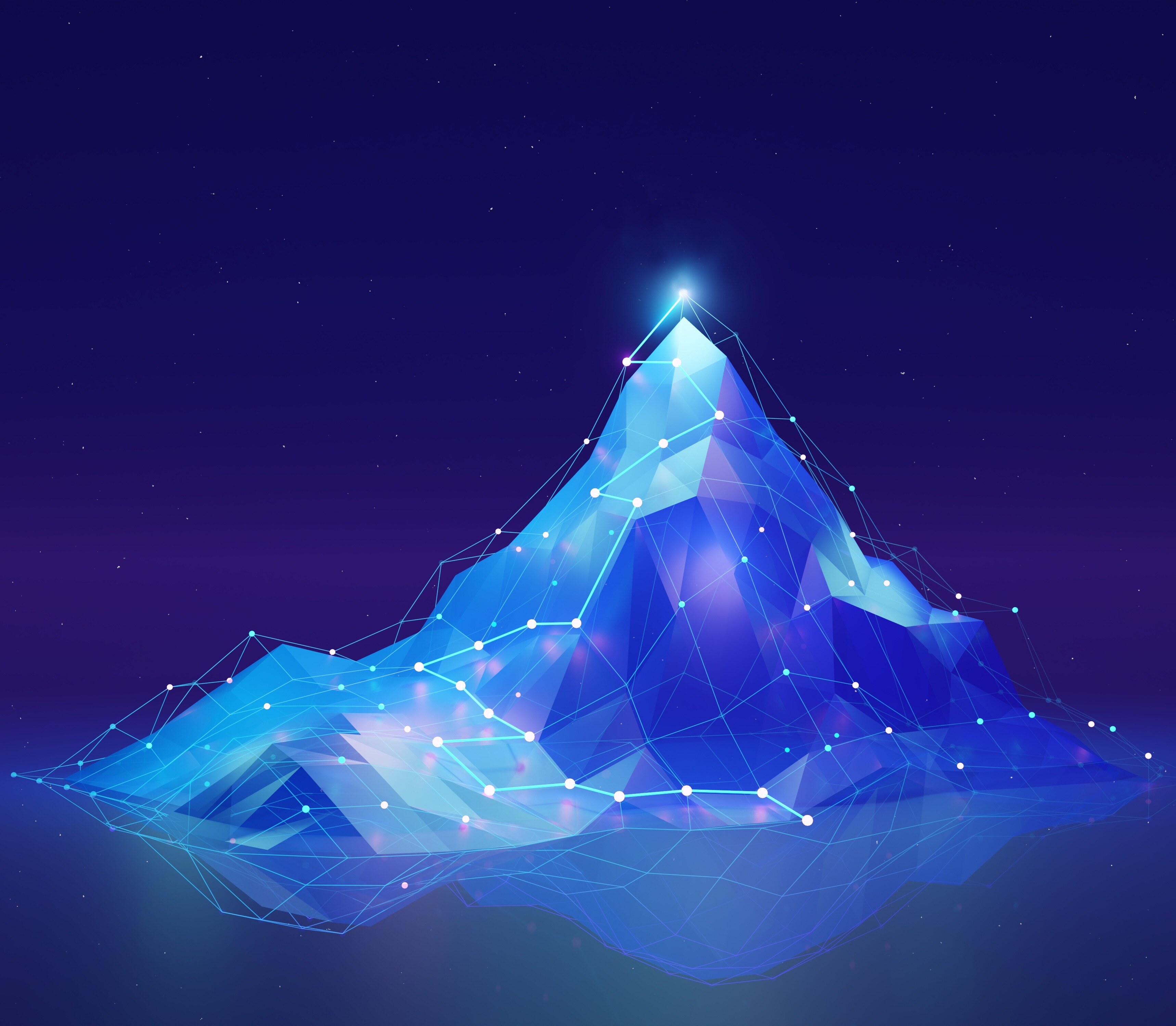 Mountain on blue background